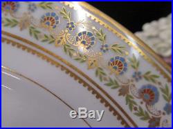 LIMOGES France painted floral gold gilt work salad / dinner plates set of 8