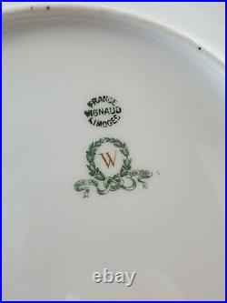 LIMOGES Vignaud VIG28 6 White Dinner Plates with Wide Gold Encrusted Band France