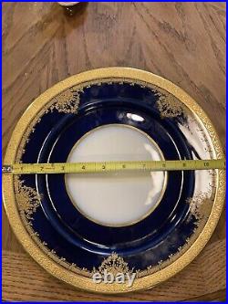 LIMOGES Wm. Guerin DINNER PLATES COBALT BLUE With Gold ENCRUSTED EDGE Mint