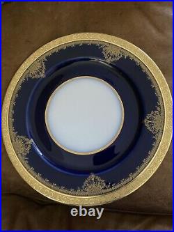 LIMOGES Wm. Guerin DINNER PLATES COBALT BLUE With Gold ENCRUSTED EDGE Mint