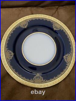 LIMOGES Wm. Guerin DINNER PLATES COBALT BLUE With Gold ENCRUSTED EDGE Mint