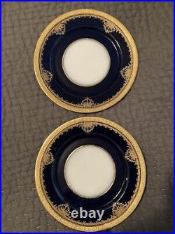 LIMOGES Wm. Guerin DINNER PLATES COBALT BLUE With Gold ENCRUSTED EDGE Mint