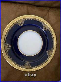 LIMOGES Wm. Guerin DINNER PLATES COBALT BLUE With Gold ENCRUSTED EDGE Mint