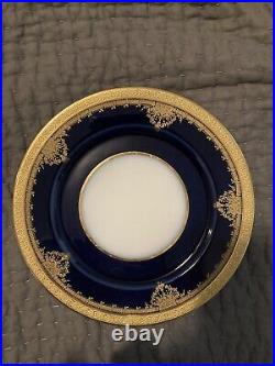 LIMOGES Wm. Guerin DINNER PLATES COBALT BLUE With Gold ENCRUSTED EDGE Mint