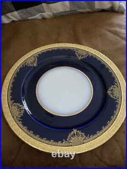 LIMOGES Wm. Guerin DINNER PLATES COBALT BLUE With Gold ENCRUSTED EDGE Mint