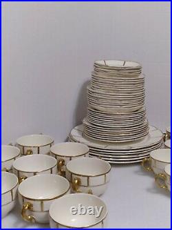 LOT OF 55PC Wedgwood Osier Creamware WW113 W Gold Gilt Trim VINTAGE/USED/CRAZING