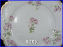 LOT of 7 GDA Chas Field Haviland Limoges Pink Flowers Gold Daub Lunch Plate 8.5