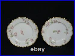 LOT of 7 GDA Chas Field Haviland Limoges Pink Flowers Gold Daub Lunch Plate 8.5