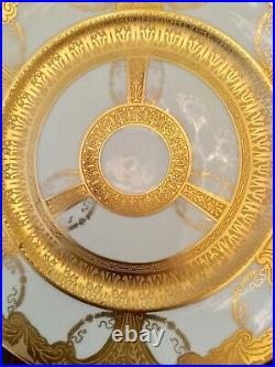 Large 10 7/8 Minton dinner plates 22 K gold encrusted gilt swags set of 8 lot