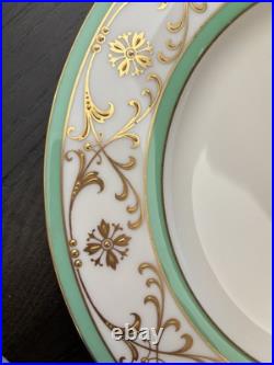 Lenox 10.5-inch Plate Celadon Rim with Raised Gold Signed 1830/L37 set of 4