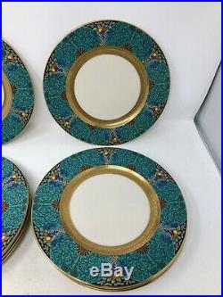 Lenox 1830 X98 Autumn Turquoise Gold Enamel Set of 10 Dinner Plates 10 1/2