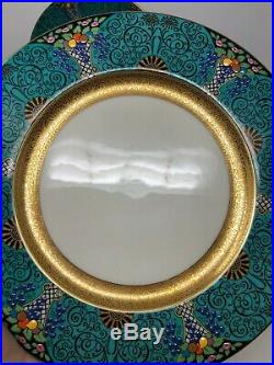 Lenox 1830 X98 Autumn Turquoise Gold Enamel Set of 10 Dinner Plates 10 1/2