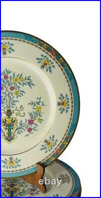 Lenox Blue Tree Dinner Plates Porcelain Gold Stamp 10 5/8 Set Lot Of 10 Vintage