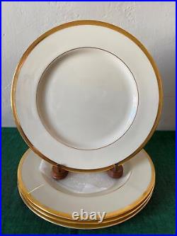 Lenox Bone China TUXEDO GOLD Dinner Plates x4 Presidential Disco Pattern