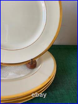 Lenox Bone China TUXEDO GOLD Dinner Plates x4 Presidential Disco Pattern