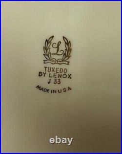 Lenox Bone China TUXEDO GOLD Dinner Plates x7 Presidential Disco Pattern