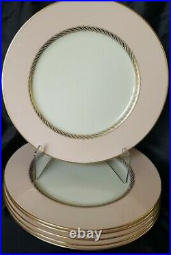 Lenox China Caribbee Pink with Gold Accents Exc Condition Dinner Plates Set of 6
