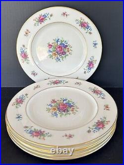 Lenox Dinner Plates 10 1/2 Lenox Rose J300 Set Of 6 Floral Bouquet Gold Rim