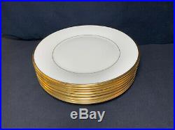 Lenox Eternal Dinner Plates Gold Band Rim Trim USA 10 3/4 Set Of 8