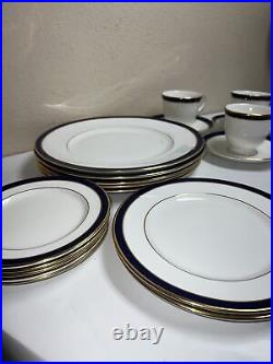 Lenox Federal Cobalt Blue Mixed Lot 18 Dinner Salad Dessert Plates Cups Saucers
