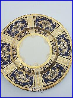 Lenox Gold Fruit Basket On Cobalt Blue Plate Scallop Edges T344B Rare 10 1/2
