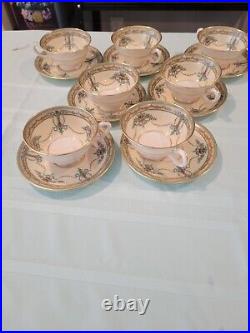 Lenox Ivory Sheraton Footed Cups With Saucers. Gold Trim. No Box