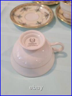 Lenox Ivory Sheraton Footed Cups With Saucers. Gold Trim. No Box