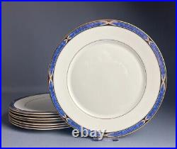 Lenox Mountain View Dinner Plate Blue Marble Band Gold Trim USA Set of 8