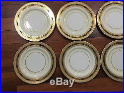 Lenox Porcelain Set of 12 Cobalt Blue & Gold Encrusted Plates 10 1/2