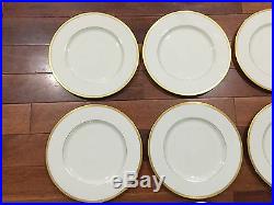 Lenox Porcelain Set of 12 S8 White & Gold Encrusted Dinner Plates 10 1/2