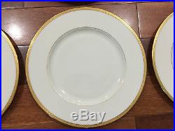 Lenox Porcelain Set of 12 S8 White & Gold Encrusted Dinner Plates 10 1/2