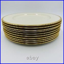 Lenox Porcelain Tuxedo Porcelain Gold Stamp 10 1/2 Dinner Plates USA J-33