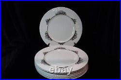 Lenox Rutledge Spring Flowers Gold Verge Trim Ruffled Border 8 Dinner Plates