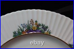 Lenox Rutledge Spring Flowers Gold Verge Trim Ruffled Border 8 Dinner Plates