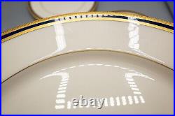 Lenox S36B Dinner Plates Cobalt Blue Gold Encrusted Antique Set of 4- 10 1/2