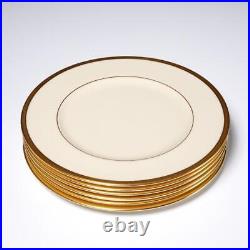 Lenox Tuxedo Cream Gold Dinner Plates 10.5dia 6pc Set Lot A