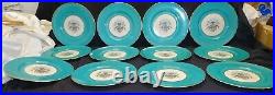 Lenox USA A408V 12 Dinner Plates Birds on Fountain Deep Turquoise & Gold