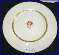 Lenox USA Nydia Set of 11 Dinner Plates 10 1/2 -Red Flower, Gold Trim