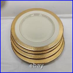 Lenox WESTCHESTER Dinner Plate Wide Gold Rim 10 1/2. Set Of 4 Pieces