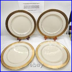 Lenox WESTCHESTER Dinner Plate Wide Gold Rim 10 1/2. Set Of 4 Pieces