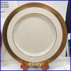 Lenox WESTCHESTER Dinner Plate Wide Gold Rim 10 1/2. Set Of 4 Pieces