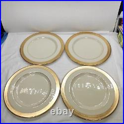 Lenox WESTCHESTER Dinner Plate Wide Gold Rim 10 1/2. Set Of 4 Pieces