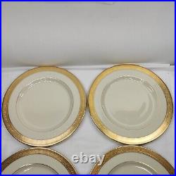 Lenox WESTCHESTER Dinner Plate Wide Gold Rim 10 1/2. Set Of 4 Pieces