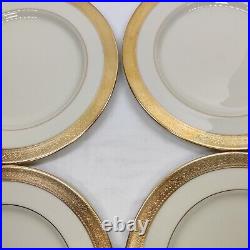 Lenox WESTCHESTER Dinner Plate Wide Gold Rim 10 1/2. Set Of 4 Pieces