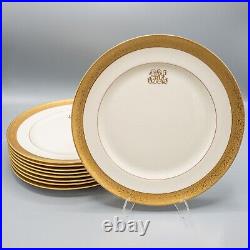 Lenox Westchester M139 Dinner Plates Monogramed Gold Encrusted Antique Set of 9