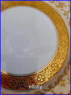 Limoges 3 Pc Set(s) Raised Gold Encrusted Rose Dinner Plate Gumps Artist Signed