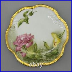 Limoges A. Lanternier AL France Vtg Gilded Serving Plate Roses Heavy Gold Trim