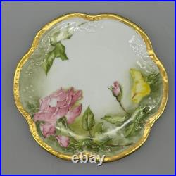 Limoges A. Lanternier AL France Vtg Gilded Serving Plate Roses Heavy Gold Trim