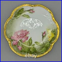 Limoges A. Lanternier AL France Vtg Gilded Serving Plate Roses Heavy Gold Trim