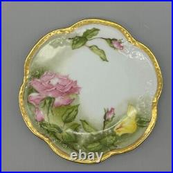 Limoges A. Lanternier AL France Vtg Gilded Serving Plate Roses Heavy Gold Trim